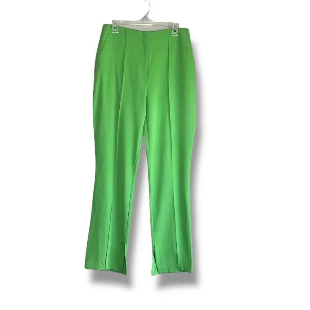 TOPSHOP pintuck high waist dress pants trousers bright kelly green NWT Women's 8 - Picture 9 of 11